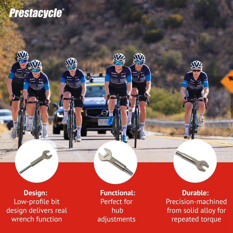Prestacycle 15mm Wrench Specialty Bit – Converts Bits Tools into Compact 15mm Wrench – Ideal for Adjusting Threaded Hub Axles – Lightweight Multi-Function Bike Tool Accessory