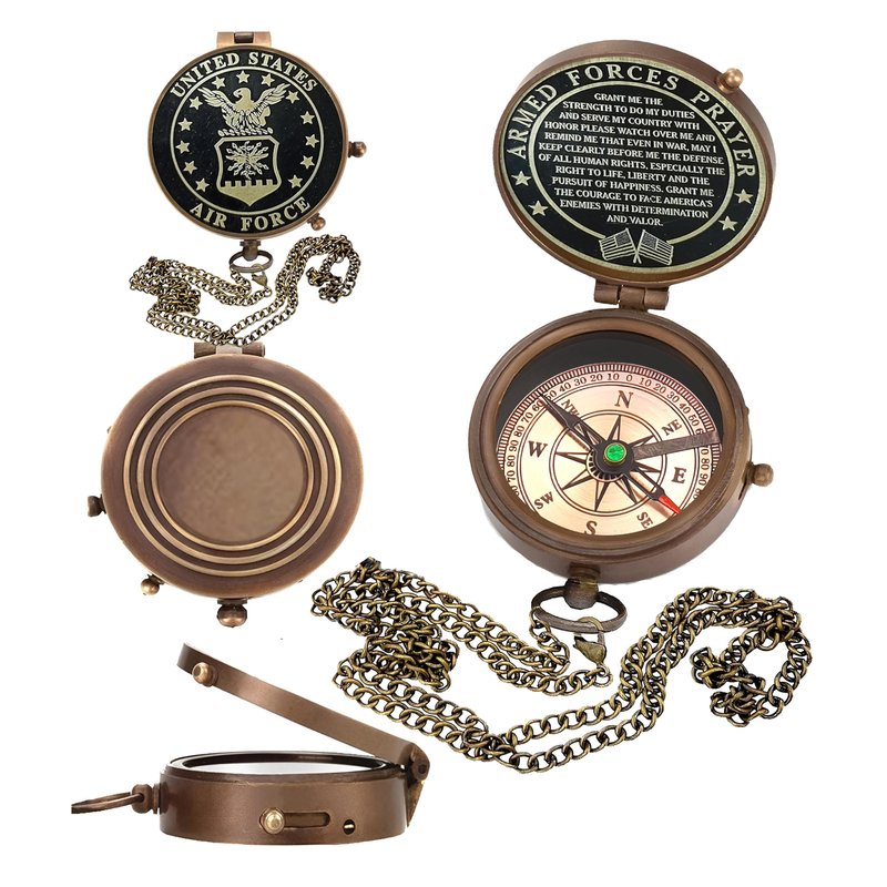 Air Force Gifts, U.S Air Force Military for Men and Women, Great Gifts for Air Force Compass with Leather case, United State Air Force Military Appreciation Gift Retirement Gifts