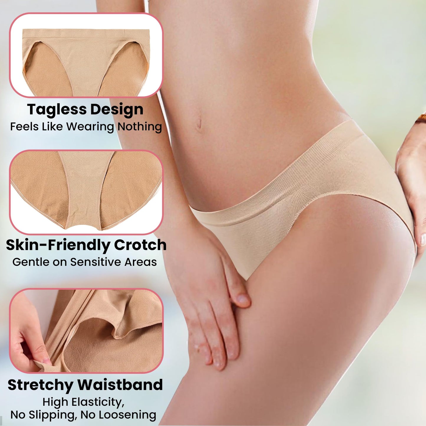 Zenmarkt Dance Briefs for Girls and Women - Mid-Waist Cotton Ballet Underwear - Seamless, Breathable, Moisture-Wicking Performance Briefs for Youth and Adults (Child M - 9-12 Years) Beige