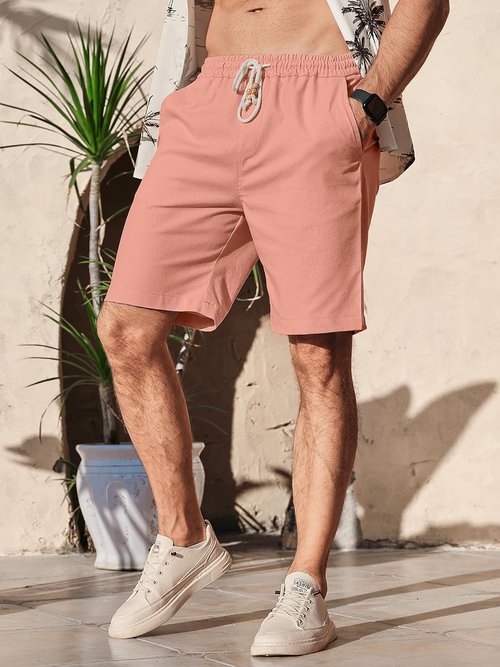 Comdecevis Men's Linen Shorts - Casual Elastic Waist with Pockets | Perfect for Summer Beach & Yoga