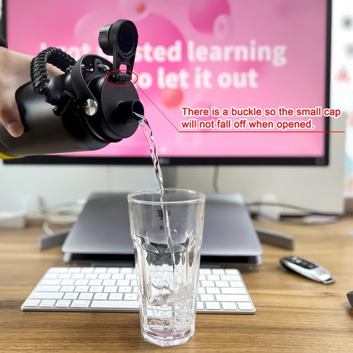 Ouharty Spout Lid for Wide Mouth Hydroflask Water Bottles Replacement Chug Lids for Hydro Flask Wide Mouth 18 20 32 40 64 oz Water Bottle (Black&Black)