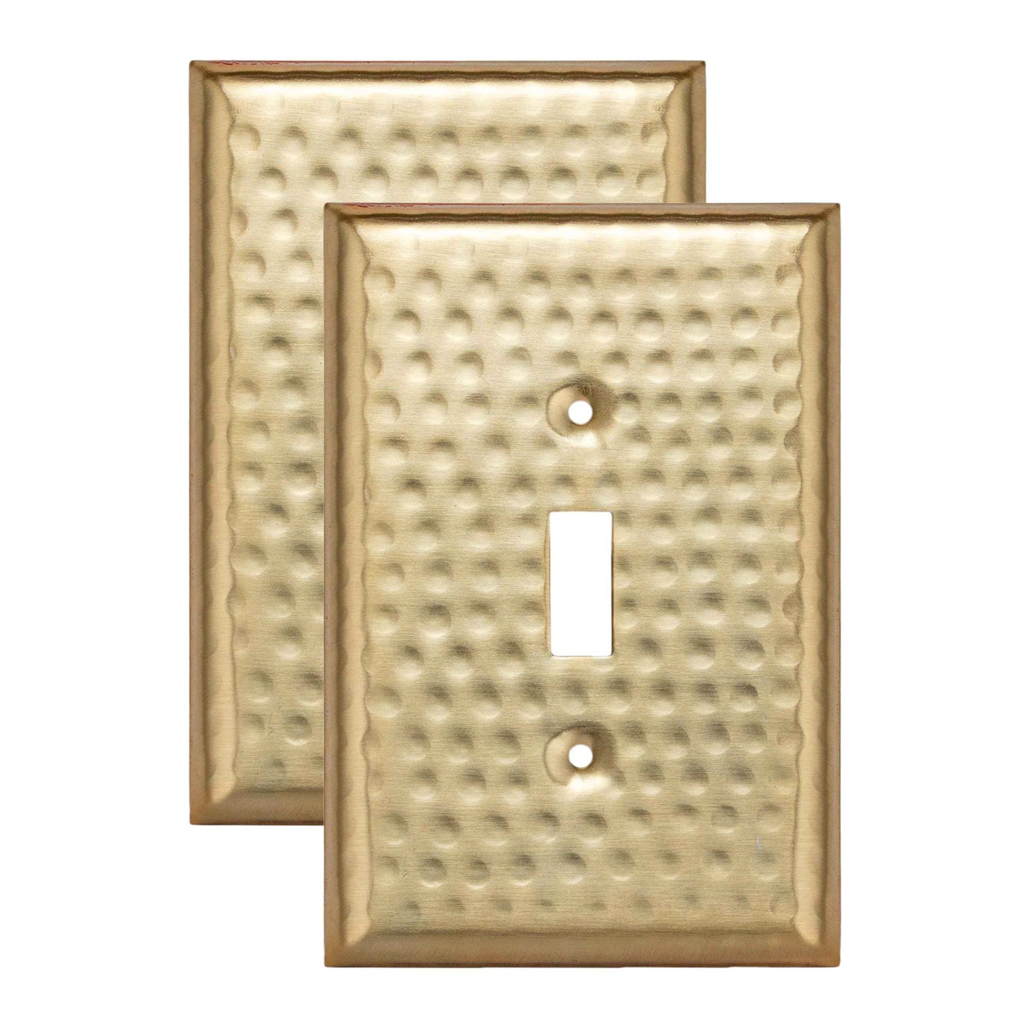 Monarch Abode 1-Gang Toggle Wall Plate, Hand Hammered Metal Single Switch Wall Plate, Decorative Light Switch Cover Plate for Electrical Outlet, Brushed Gold, Pack of 2