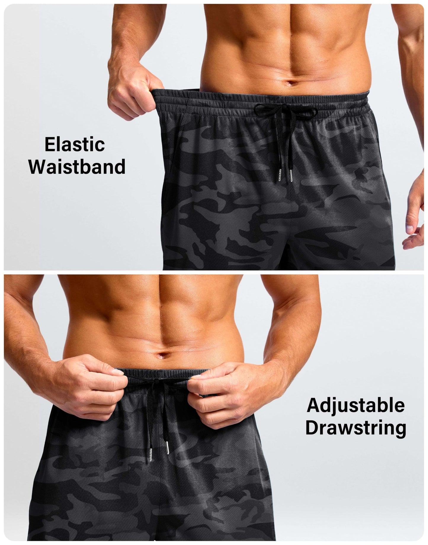 G Gradual Men's Athletic Workout Shorts with Pockets 5"/7"/9" Lightweight Quick Dry Gym Basketball Running Shorts for Men(Grey Camo,5-M)