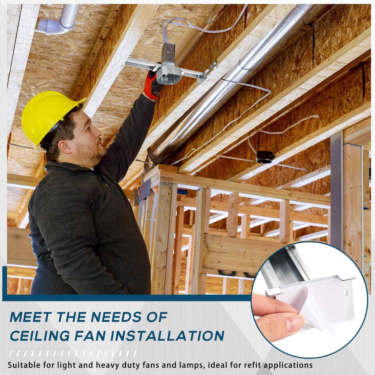 Tandefio 1 Pcs Adjustable Ceiling Fan Bracket Ceiling Mounting Bracket Electrical Box for Fans and Light Fixtures, 14.7 Inches in Length