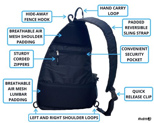 McEtt Pickleball Sling Bag & Mesh Ball Bag – Adjustable Crossbody Backpack for Women Men – Holds Pickleballs, Paddles, Water Bottle, Gear