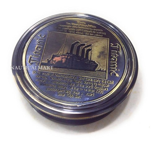 Brass Pocket Compass Marine Titanic Antique Style Engraved Romantic Gift Ideas for Him/Her - Husband Gifts from Wife, for Men Maritime Nautical Compass Hiking Camping Hunting Trekking
