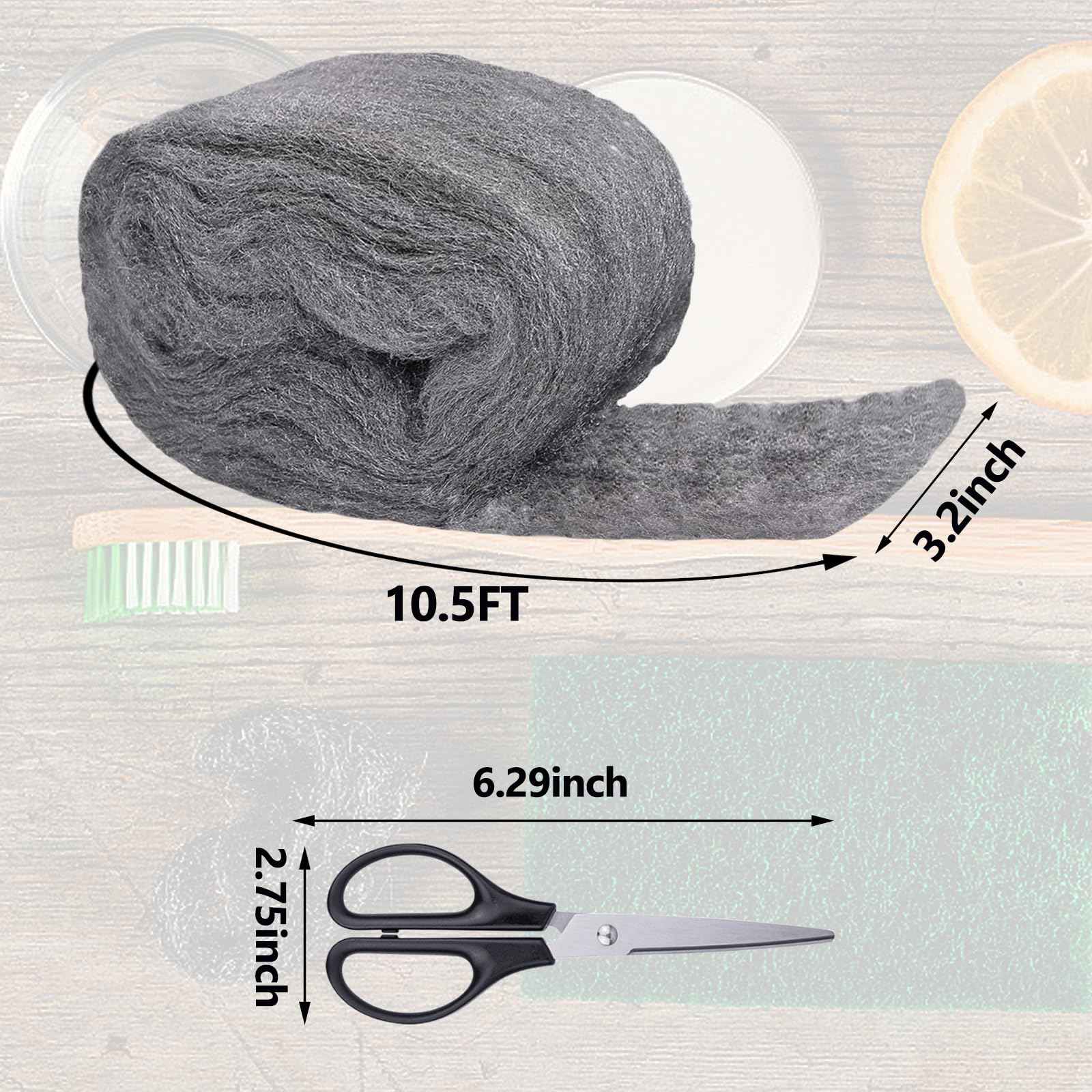 Apalie 4Pack Steel Wool for Mice Control 3.2" x10.5 ft Wool, Gap Filler for Home & Garage, DIY Bundle with Gloves & Scissors