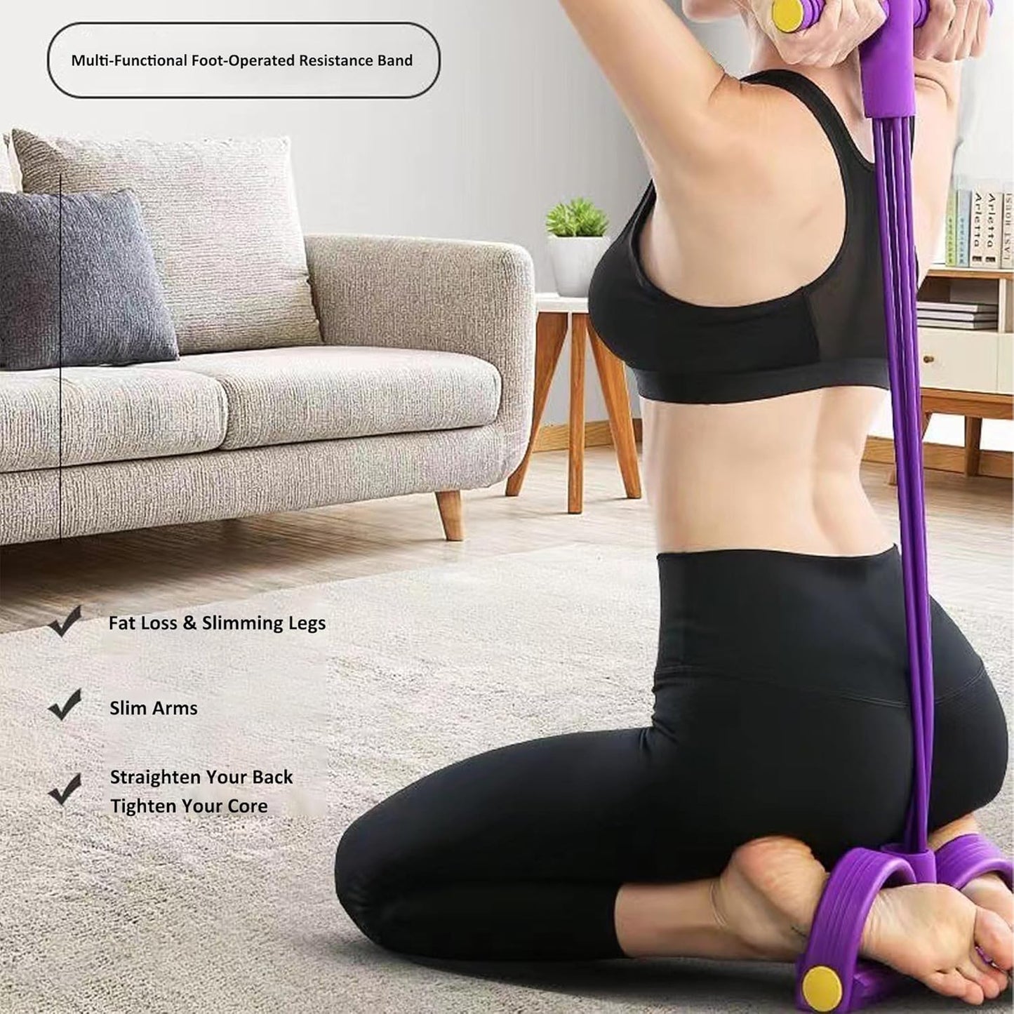 PWireless Pedal Resistance Bands - 6-Tube Manual Tension Training | Natural Rubber for Full-Body Workouts