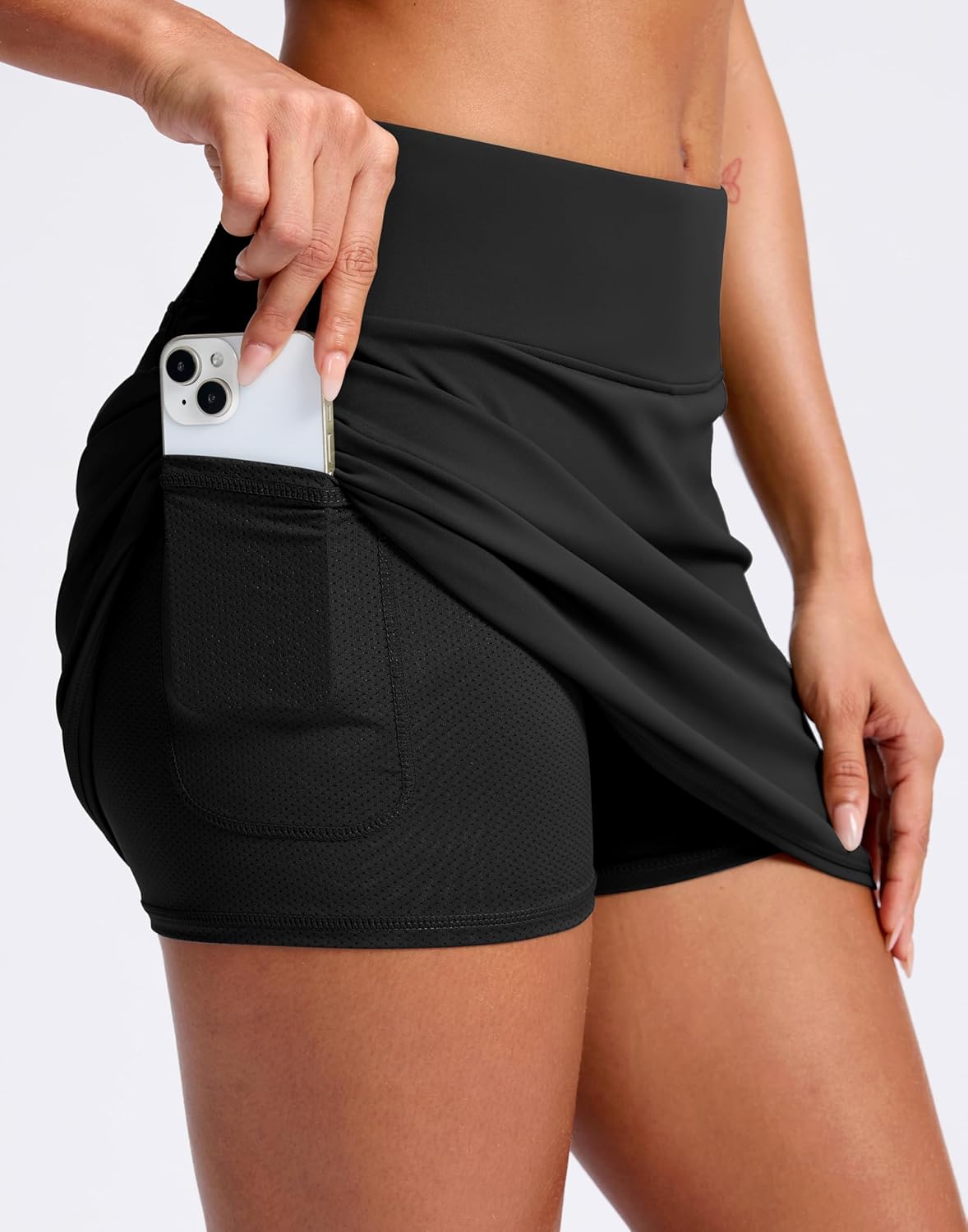 SANTINY Women's High Waisted Golf Skorts - A-Line Athletic Skirts with Pockets for Tennis & Pickleball