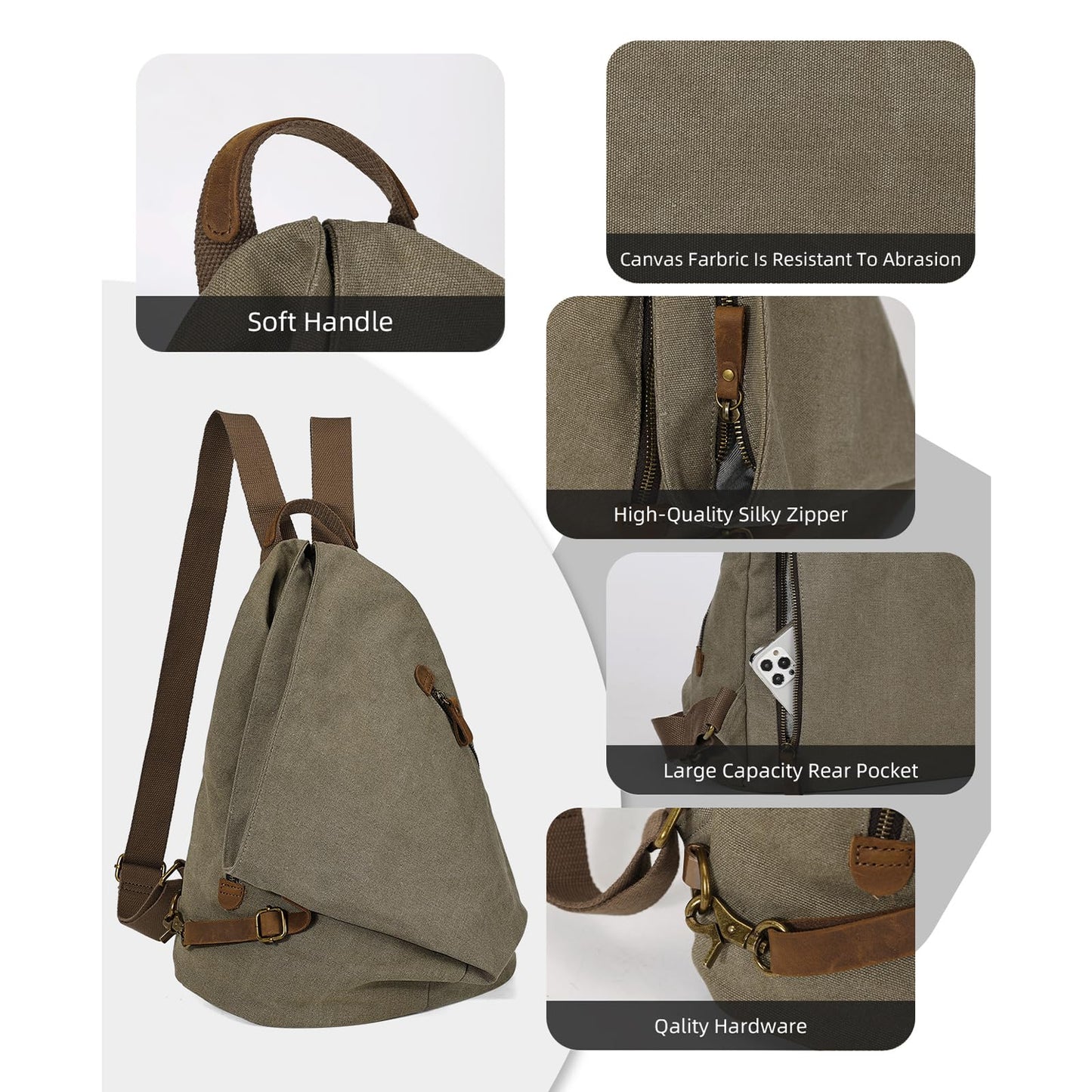 KL928 Canvas Vintage Backpack – Large Casual Daypack Outdoor Travel Rucksack Hiking Backpacks for Men Women