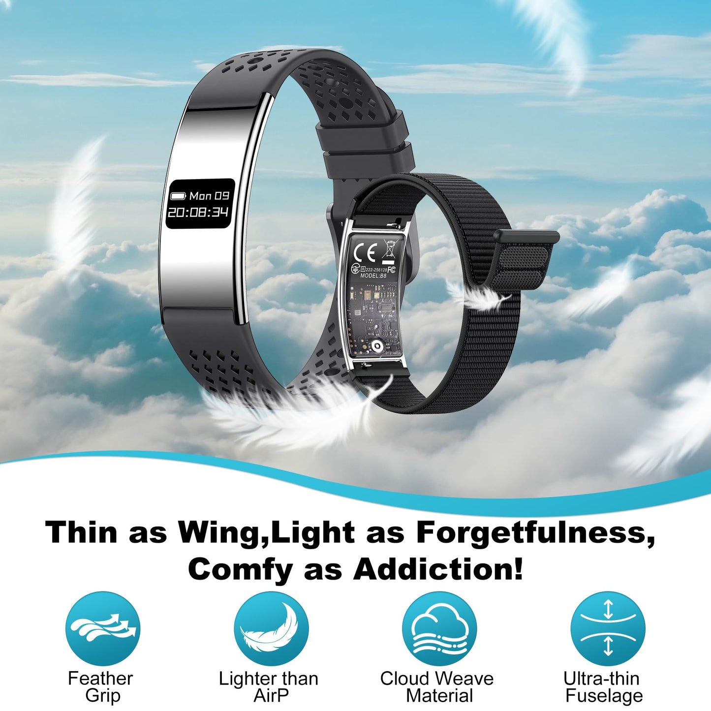 Irondance Smart Bracelet for Women Men, Activity & Fitness Trackers/SpO2/Heart Rate/Sleep Stress/1ATM Waterproof,Automatic Monitoring Wearable Fitness Tracker with Free App,2 Bands