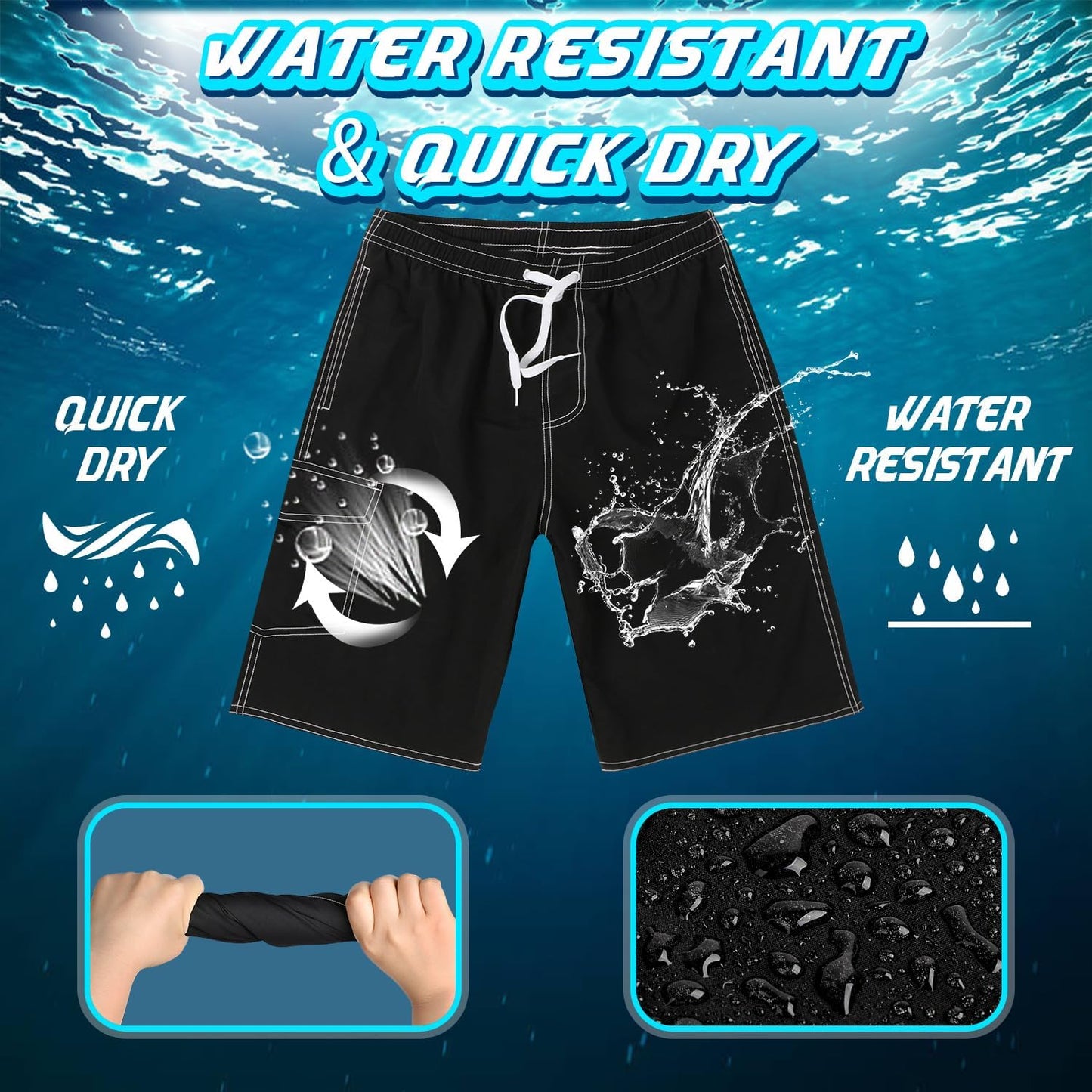 Skiennix Men's Swim Trunks - Quick Dry Swim Shorts with Mesh Lining | Fun Bathing Suits