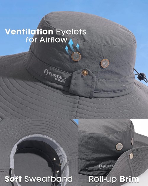 FURTALK Fishing Hat - UPF 80+ Foldable Wide Brim for Outdoor Hiking & Beach Use - Summer Essential