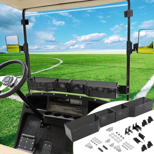 DoonMi Golf Cart Front Inner Basket Dash Storage/Tray Organizer Inner Front Storage Basket for EZGO TXT & RXV, Club Car DS & Precedent,Yamaha&G29 /Drive2.Size is 33.6"(L) x 5.12"(W) x 3.94"(H)