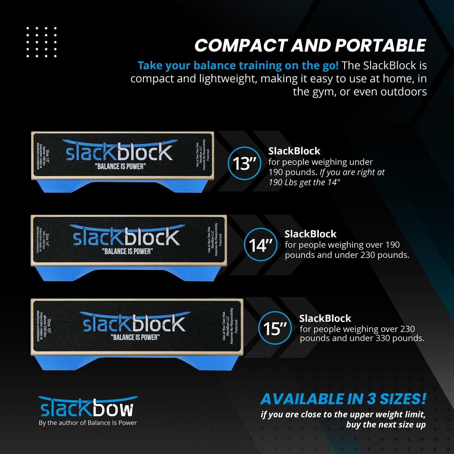 SlackBow SlackBlock Athletic Balance Trainer – Improve Balance, Stability, and Athletic Performance – Condition Your Body and Prevent Injury - Compact and Portable – 13”