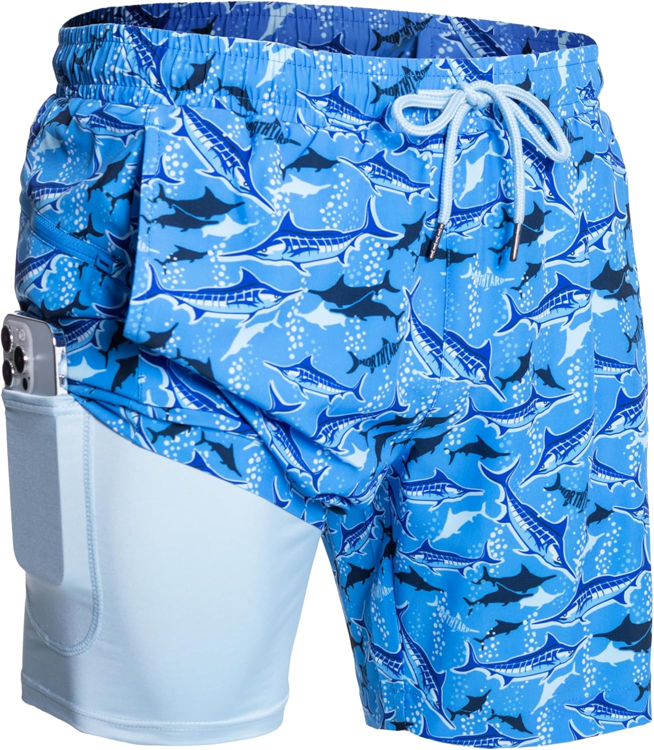 NORTHYARD Men's Swim Trunks - 2-in-1 Quick Dry Board Shorts with Compression Liner | 7" Beach Shorts with Pockets