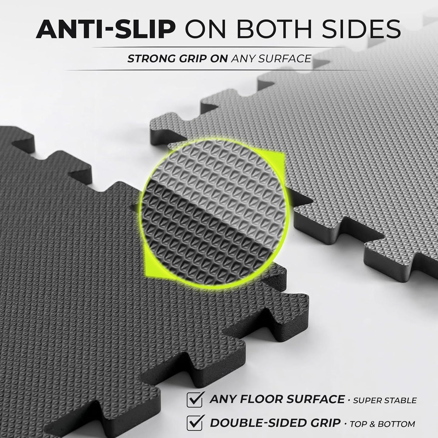 Bemaxx Gym Mats Set - 18 Pcs EVA Interlocking Foam Floor Tiles | 12.6"x12.6"x0.4" | Durable Protective Flooring for Home Workout & Fitness