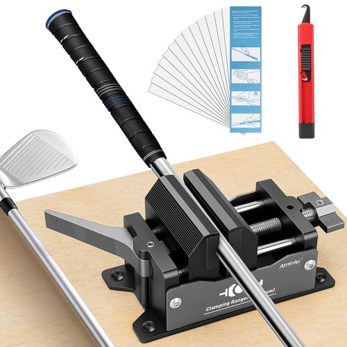 Golf Club Regripping Pro Kit, Quick Release Golf Grip Removal Tool Aluminum Vise Clamp Beginner-Friendly Home Vise with Golf Grip Replacement Tape, Hook Knife (No Solvent)