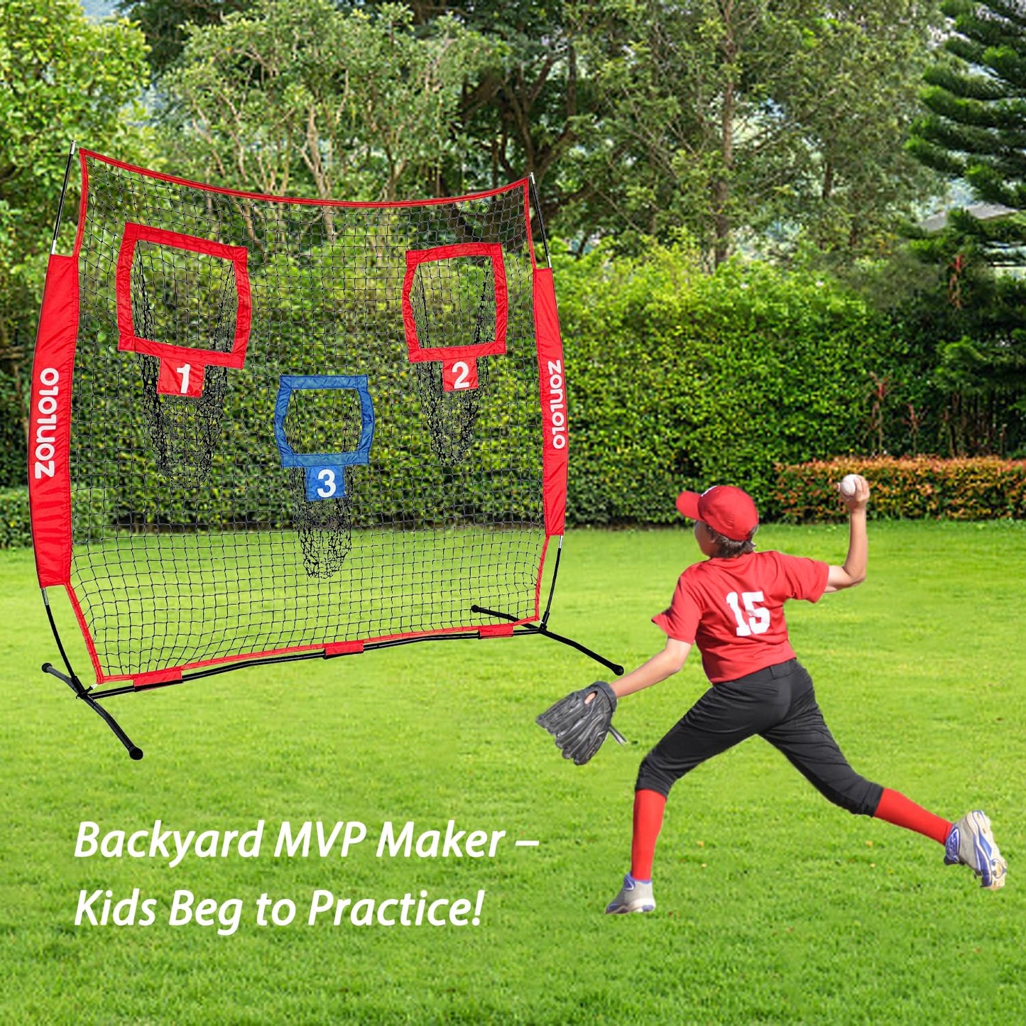 Zonlolo 6x6ft Football Training Net, Football Throwing Net with 3 Target Pockets, Portable QB Throwing Practice Equipment with Small Carry Bag,Most Suitable for Kids