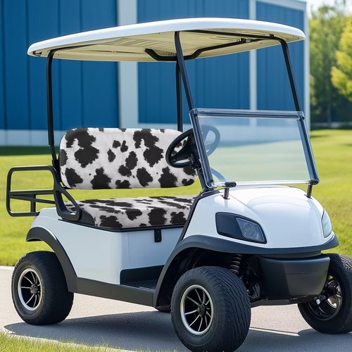 Oramclsy 2 PCS Cow Golf Cart Seat Covers 4 Passenger Golf Cart Seat Covers All Weather Club Car Accessories Set Suitable for EZGO Club Car and More 2-Seat Golf Carts