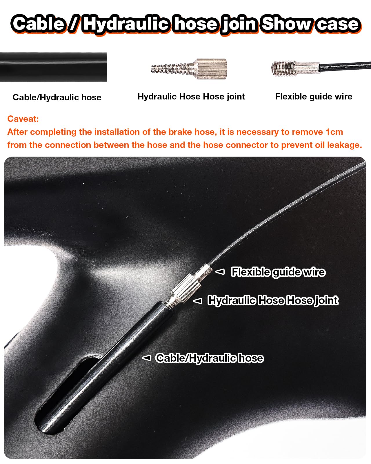 LEBYCLE Internal Cable Routing Kit for Bike Frame, Magnetic Flexible Cable Guide Tool for Brake, Shift, and Di2 Lines (Orange)