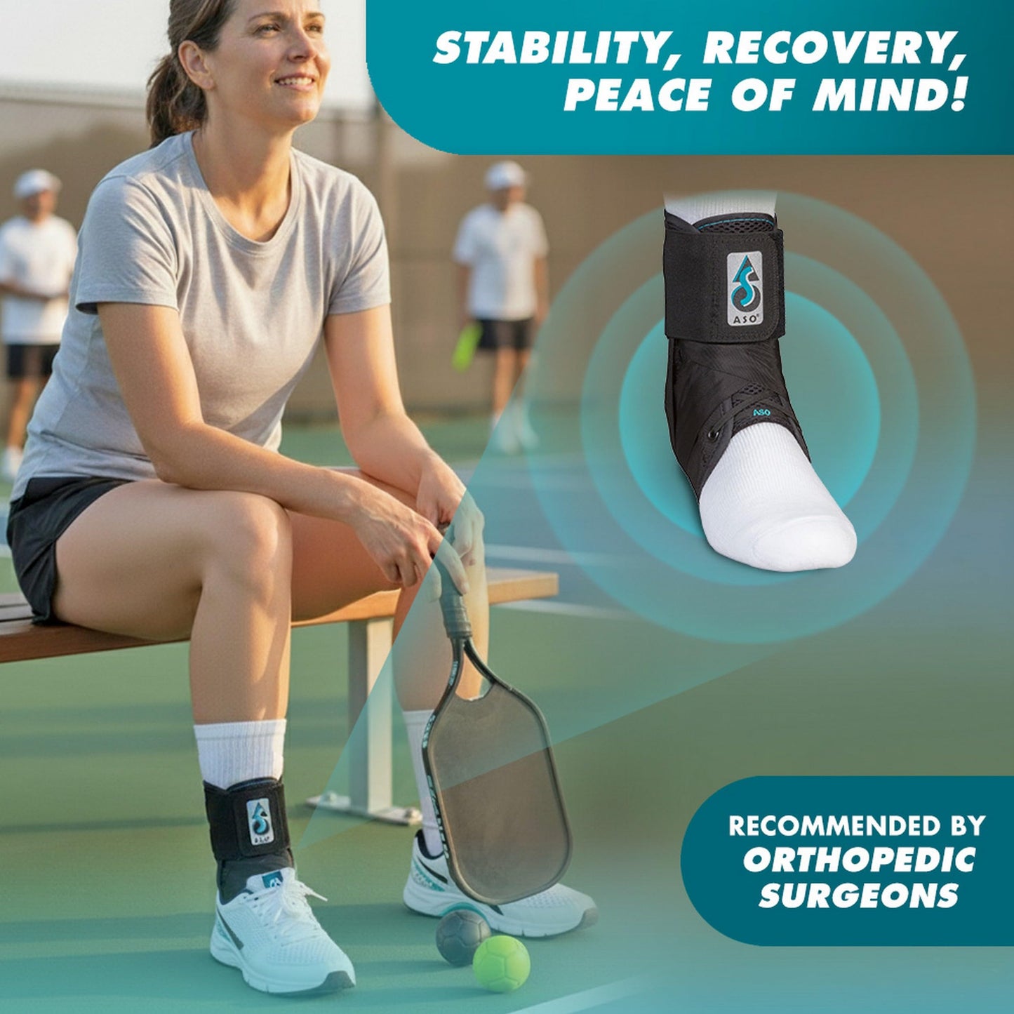 Med Spec ASO Ankle Stabilizer (XX-Small, Black) - Lace Up Ankle Brace for Ankle Sprain and Instability, Orthopedic Ankle Support for Men, Women, Adults, Teens and Kids, Sports Injury Recovery, 264019