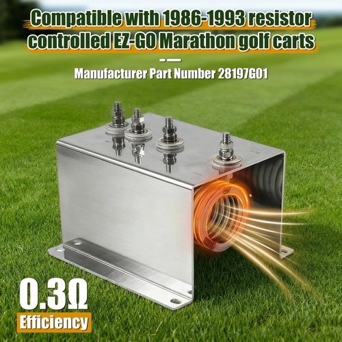Golf Cart IPC Power Resistor Assembly-Replacement for 28197G01,Compatible with 1986-1993 EZ-GO Marathon Golf Carts,Fits Resistor Style Speed Controllers,0.3Ω Edge Resistor for Stable Speed Performance