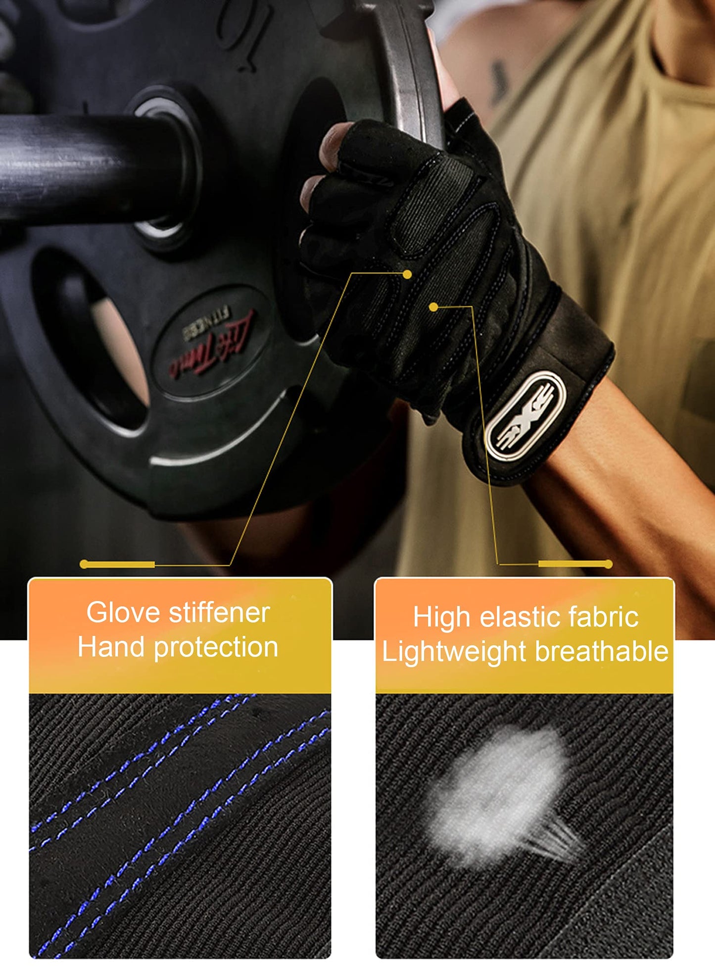SUJAYU Workout Gloves for Men, Wrist Wraps for Lifting, Full Palm Protection Fitness Gloves (Black, L)