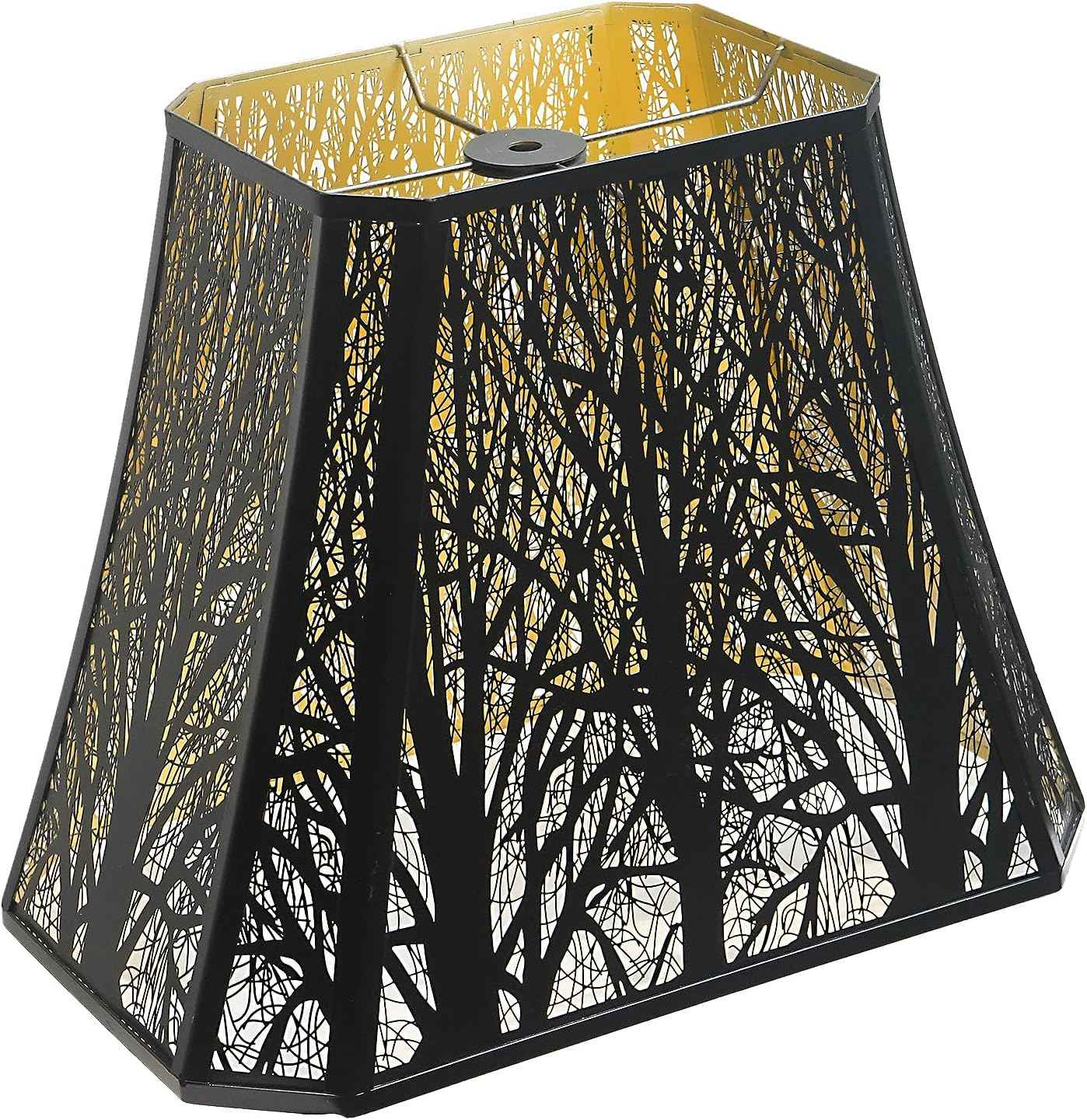 Large Etched Forest Metal Lampshade for Floor Lamp - Rectangle Shade, 11” Height