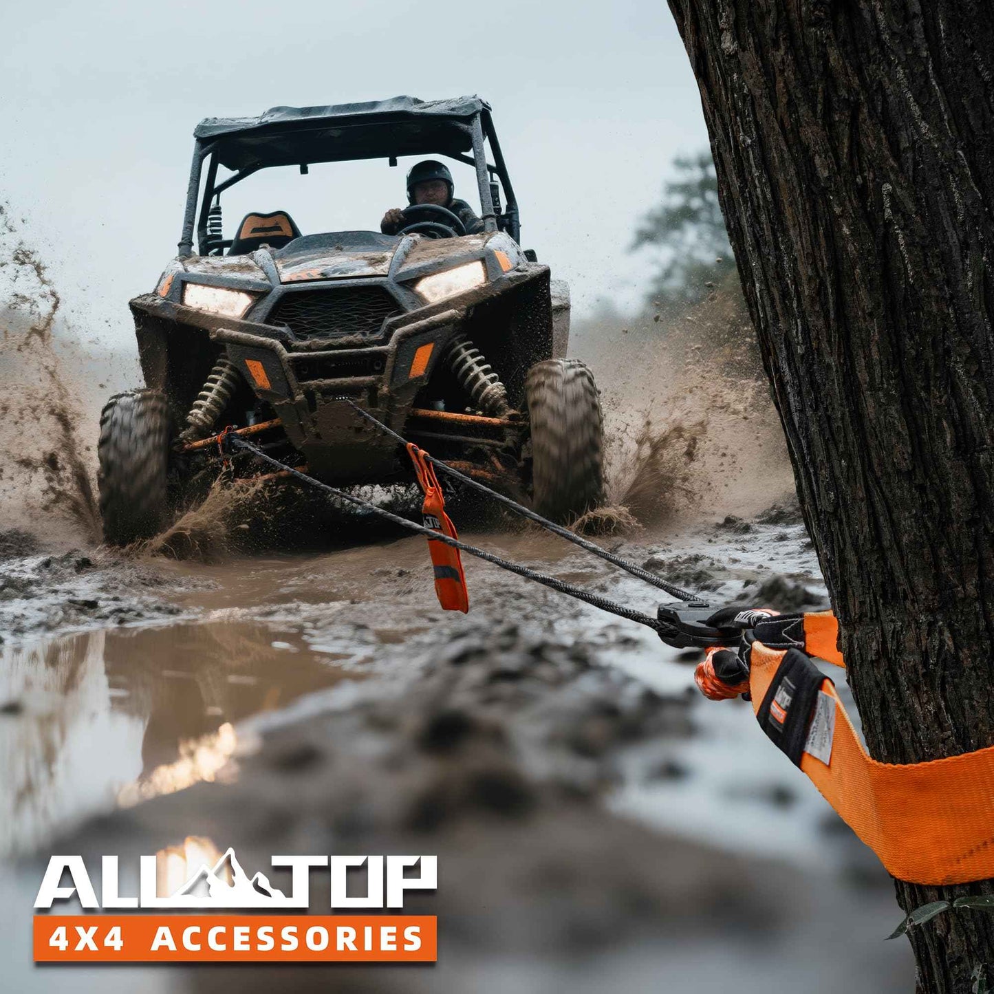 ALL-TOP Synthetic Winch Rope Cable, 3/16" x50ft, 8350LBS Winch Replace Line with Protective Sleeve for Offroad Vehicle ATV UTV