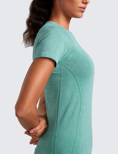 CRZ YOGA Seamless Workout Tops for Women - Breathable Short Sleeve Athletic Tees for Gym & Yoga