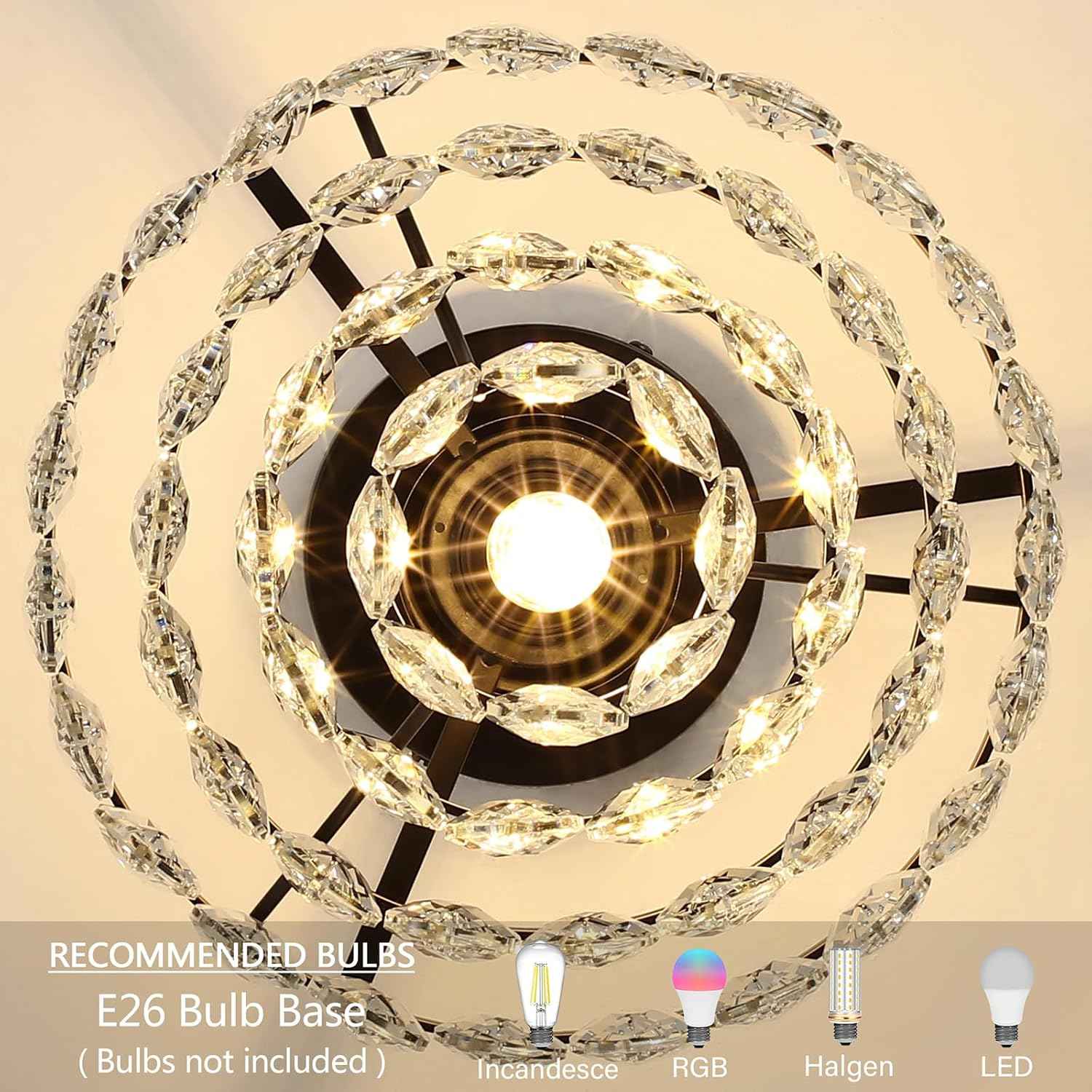 Gold Crystal Mini Chandelier - Modern Flush Mount Ceiling Light for Hallway & Bedroom