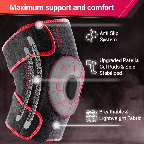 Dr. Brace Elite Knee Brace - Maximum Support with Side Stabilizers & Gel Pads | X-Large, Sunrise Color