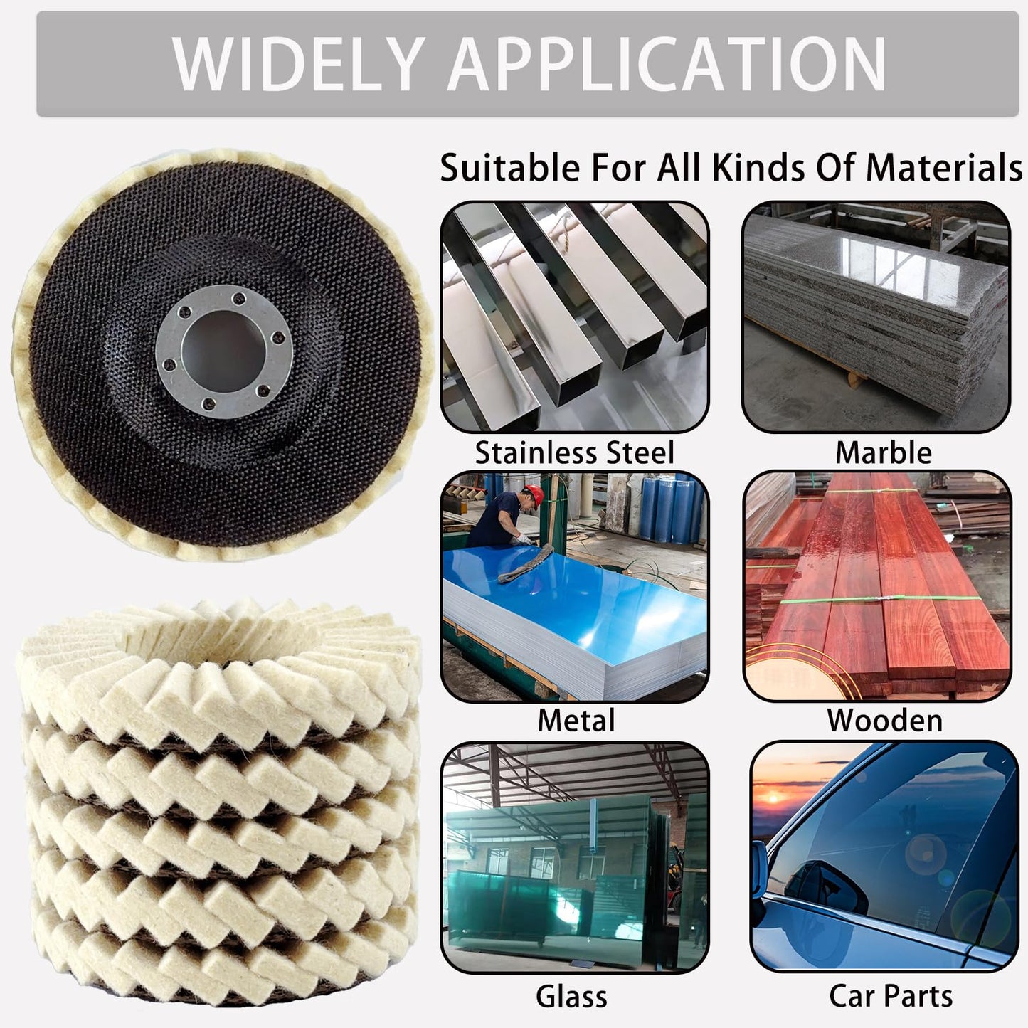 Wool Felt Flap Polishing Disc, Wool Felt Flap Discs Polishing Wheel, 4.5 Inch Wool Polishing Wheel for Angle Grinder, Metal, Marble, Stone, Furniture, Car Wax (2)