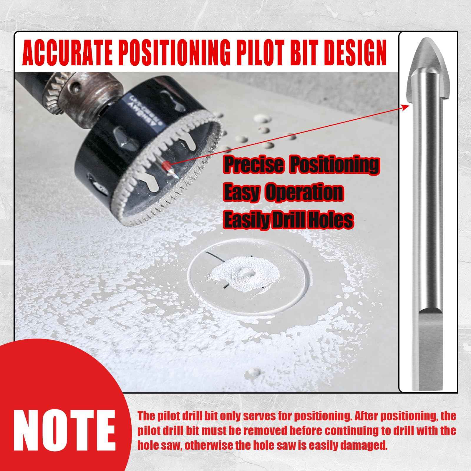 2-1/4 Inch Diamond Hole Saw with Pilot Drill Bit, 2-1/4" Serrated Brazing Tile Hole Saw Diamond Core Drill Bits with Guiding Bit for Ceramic Porcelain Tile Glass Stone Granite Marble
