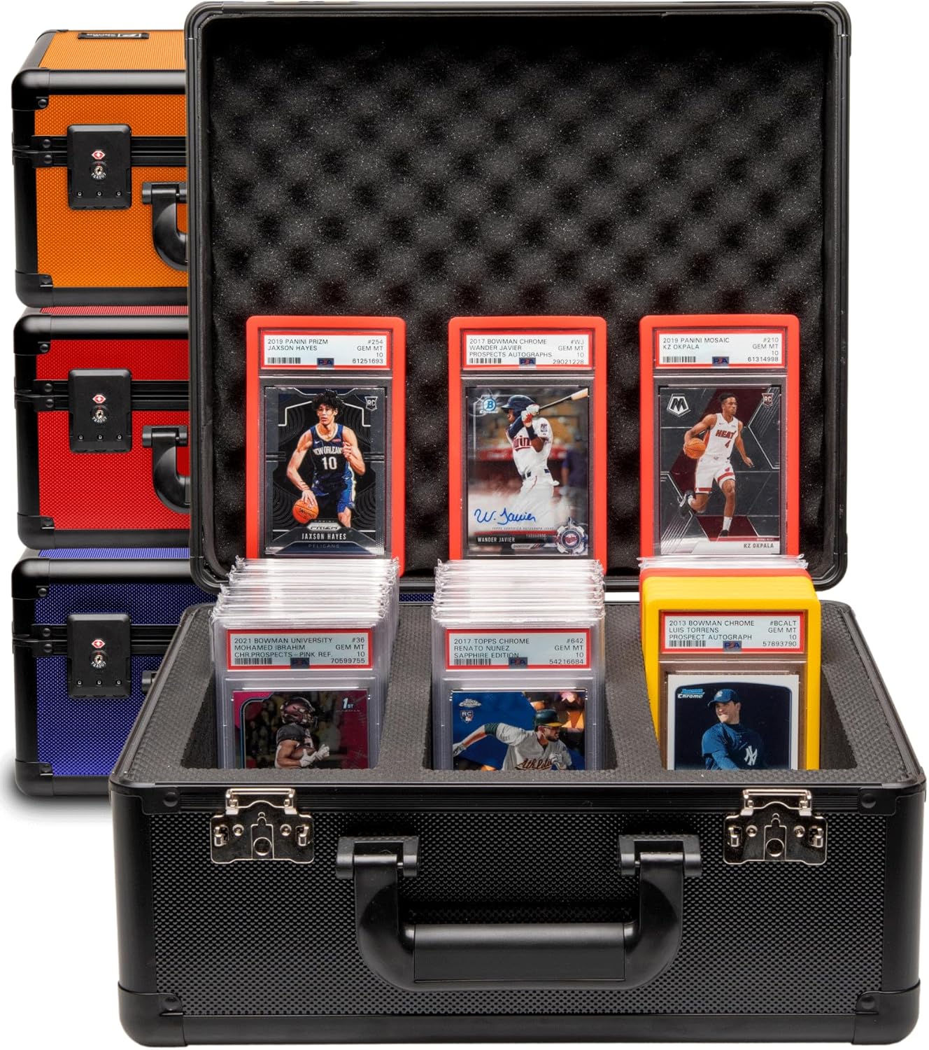 SLAB ARMOR Graded Card Storage Box - 3 Row Case Holds 120+ PSA Slabs | Black with TSA Approved Lock