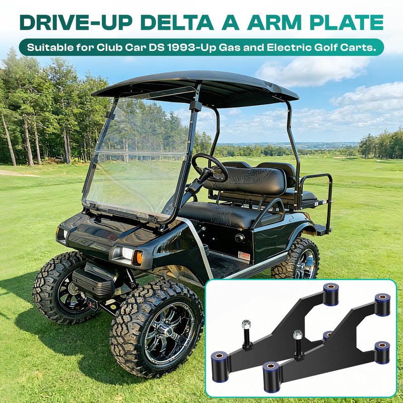 DRIVE UP Delta A-Plate Sub Assembly for Club Car DS 1993-Up Gas and Electric Golf Carts, Front Suspension Control Delta A Arm Plate with Bushings Screws Nuts Kit, OEM 1016353, 2 Pcs