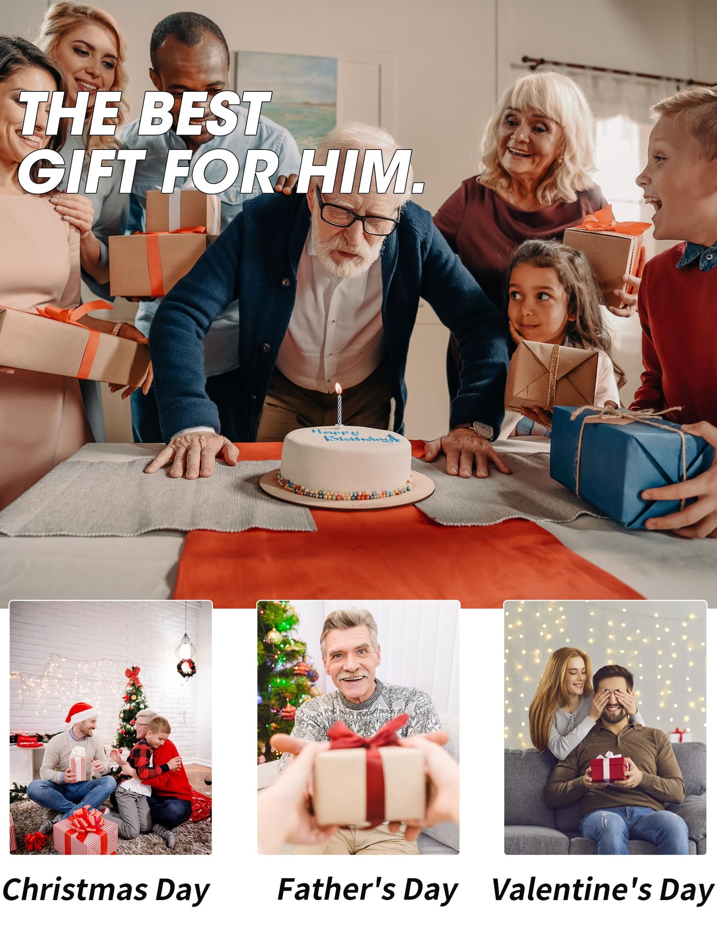 Magnetic Pickup Tool Gifts for Men, Stocking Stuffers for Men Adults, Telescoping Magnet Flashlight Christmas Birthday Gift for Dad, Mens, Him, Husband, Grandpa, Handyman