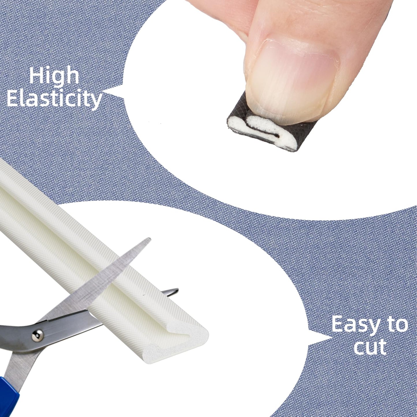 Foam Weather Stripping Door Seal Strip, V Shape Self-Adhesive Backing Door Weatherstripping for Door Frame Insulation Small Gap,Anti-Collision Soundproof Windproof Dustproof Tape（19.7Feet,White）