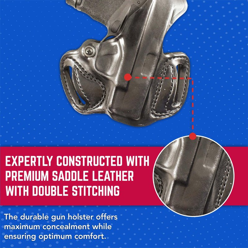 DeSantis Thumb Break Mini Slide - OWB Gun Holster, Belt Slide Leather Holster for Pistols, Tight Fitting, Quick Draw, Fits the Springfield Hellcat, Hellcat OSP - Left Hand Draw, Black