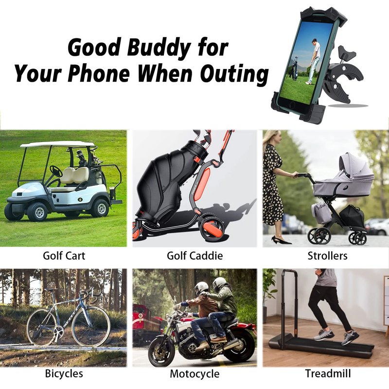 ACCTOLF Golf Cart Phone Holder, Adjustable Cell Phone Holder Mount for Golf Cart/Push Cart/Golf Club/Flag Pole, No Shaking Cell Phone Clamp for iPhone 13/12/ 11 Pro Max Galaxy S10/ S9