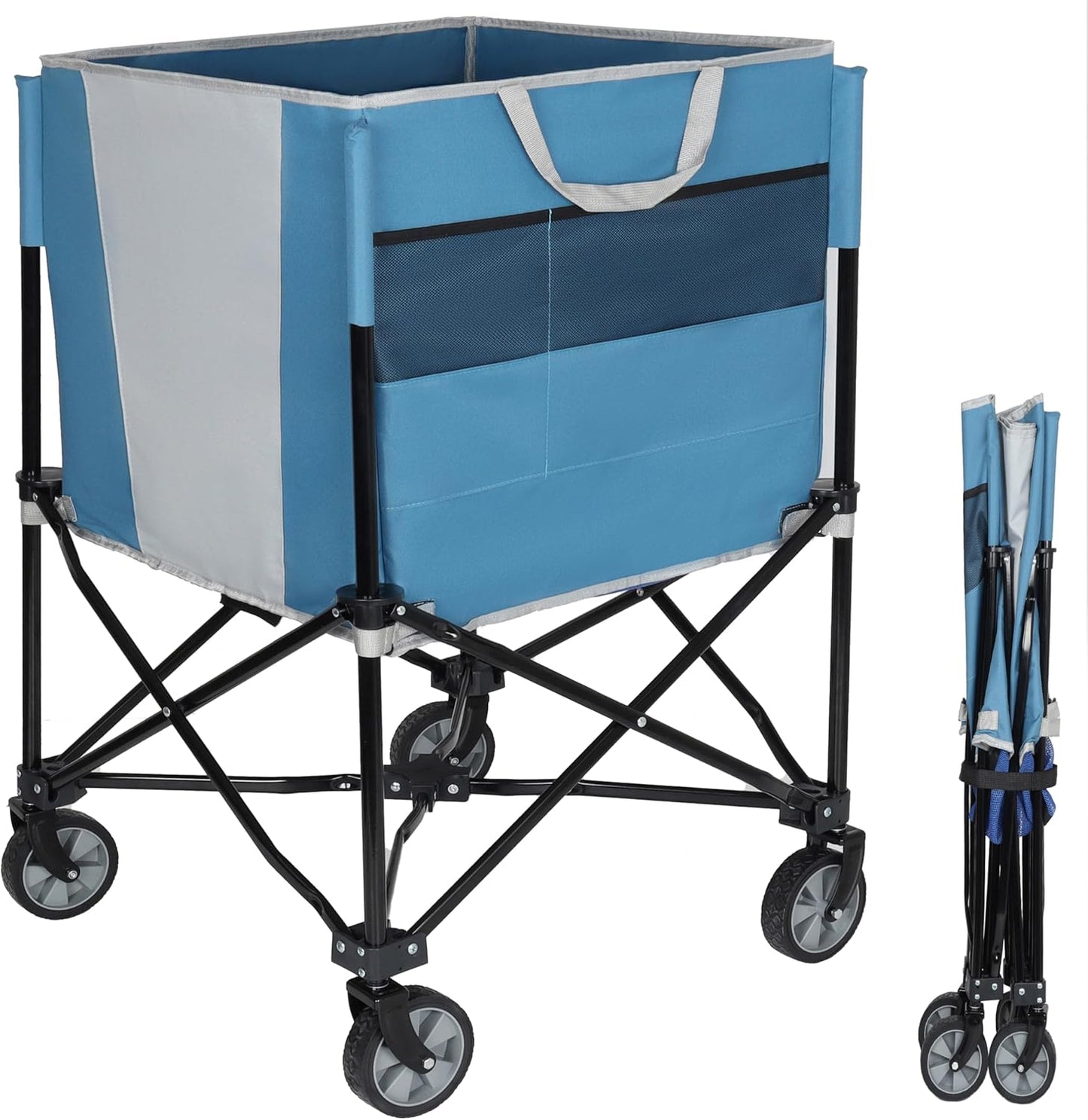 ZeHuoGe Rolling Ball Storage Cart - Collapsible Organizer with Wheels for Sports Equipment | Multi-Sport Family Gym