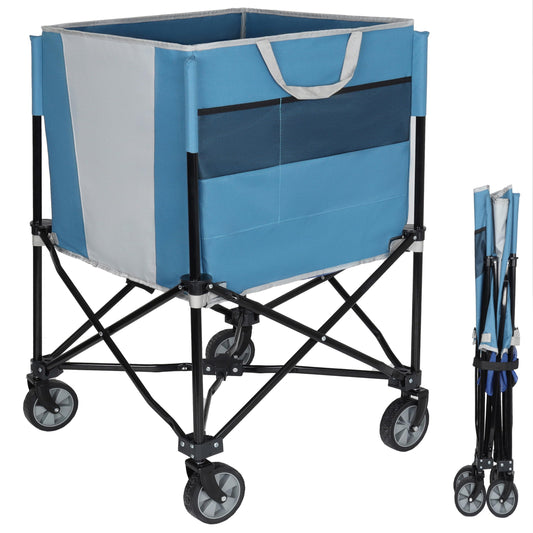 Portable Volleyball Cart with Wheels, Rolling Ball Storage Cart with Lockable Wheels, Sports Equipment Organizer Rack for Garage Basketball Tennis Toy Storage