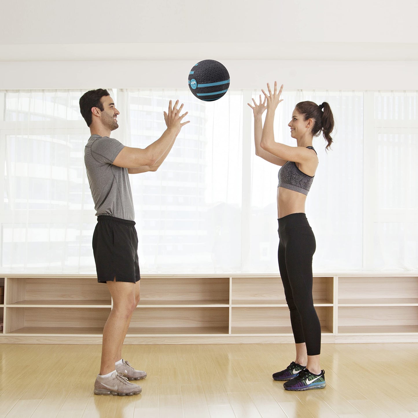 JFIT Dual Texture Medicine Ball – Weighted Exercise Ball for Strength, Core & Functional Fitness Training - 6 LB