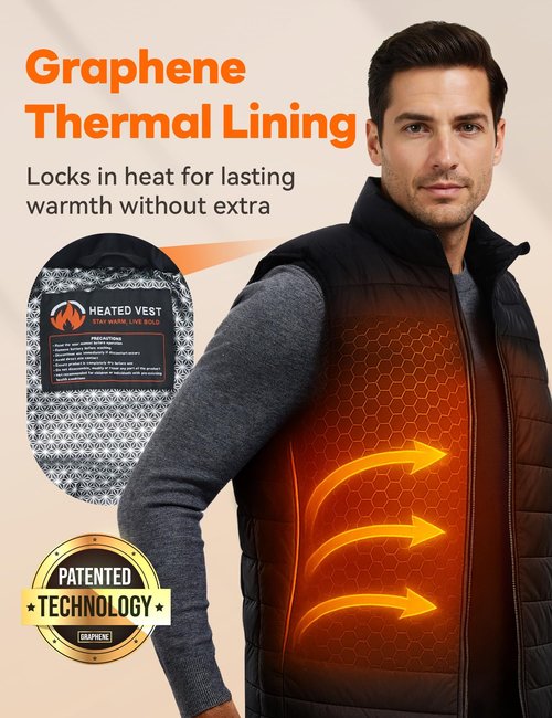 Heated Vest for Men and Women, Heated Jacket Waterproof for Winter Outdoor Work Hunting Camping Hiking Skiing, Gifts for Christmas, Washable, M