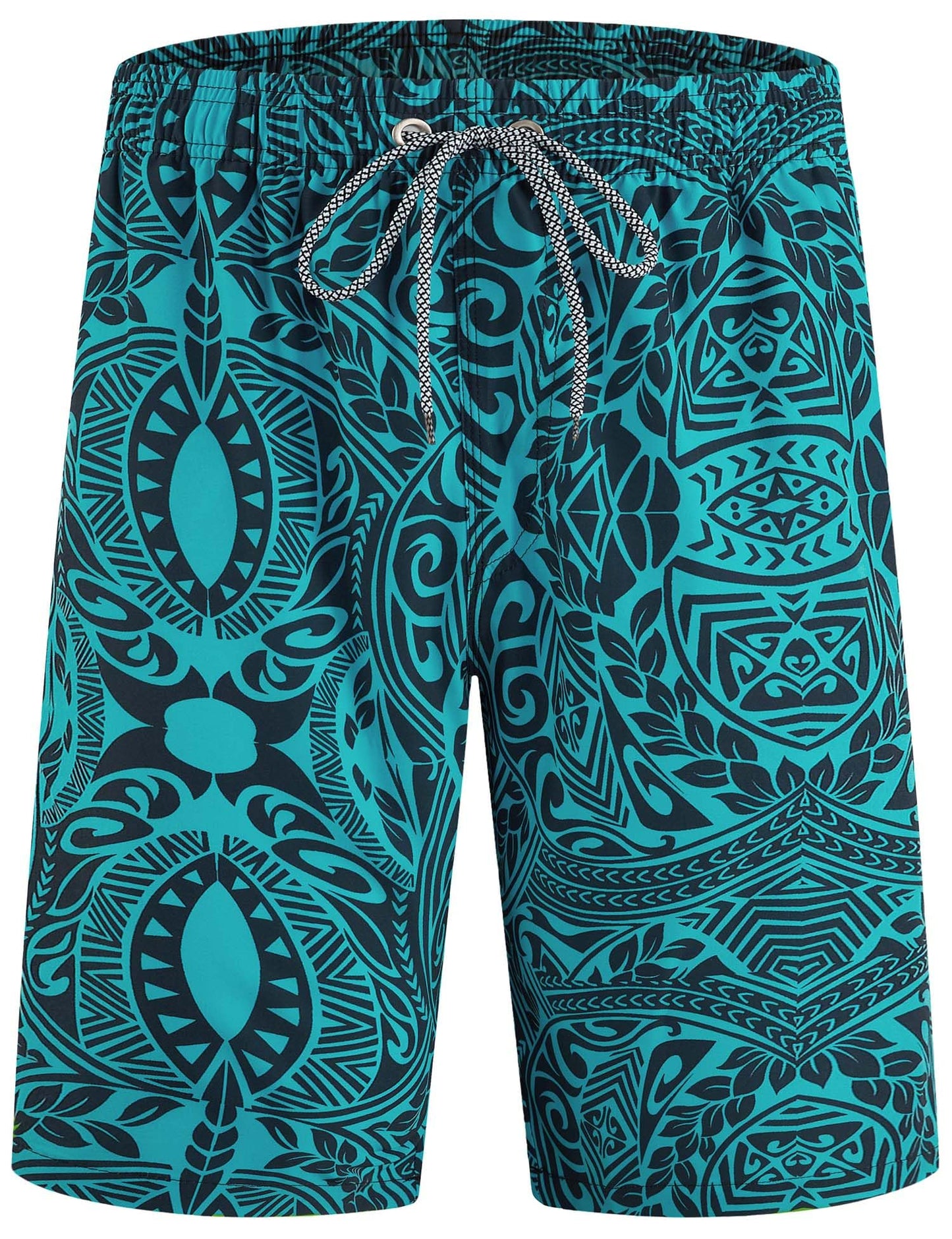ELETOP Men's Swim Trunks Quick Dry Bathing Suit Swimming Board Shorts Mesh Lining Beach Swimwear Symbol Green XXL