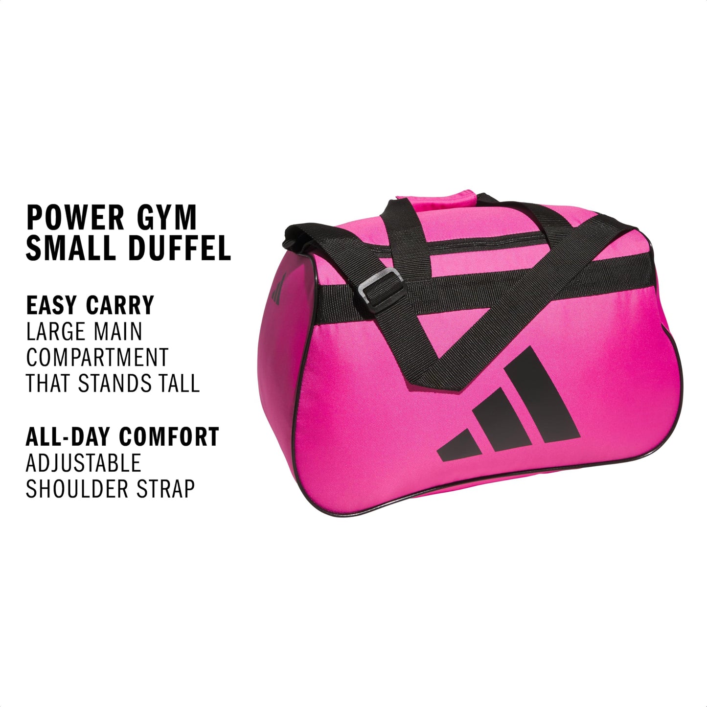 adidas Power Gym Bag – Lightweight Small Duffel, Intense Pink/Black, OSFA