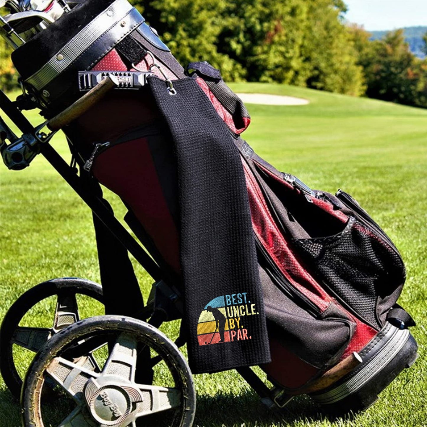 DYJYBMY Best Uncle by Par Embroidered Golf Towel with Clip, Retro Golf Accessories for Men, Retirement Gifts for Golfer, Birthday Fathers Day Appreciation Gifts for Husband Uncle Grandpa Dad