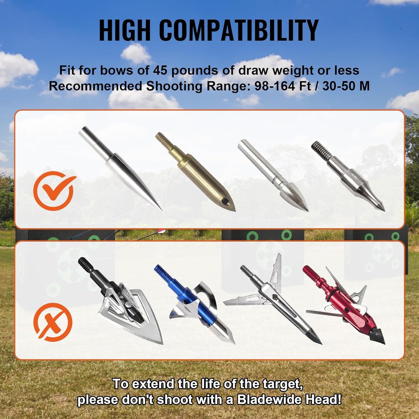VEVOR Archery Target Block - 16"x18" Portable Bow Target with Carry Handle & Easy Arrow Removal | Lightweight & High Visibility