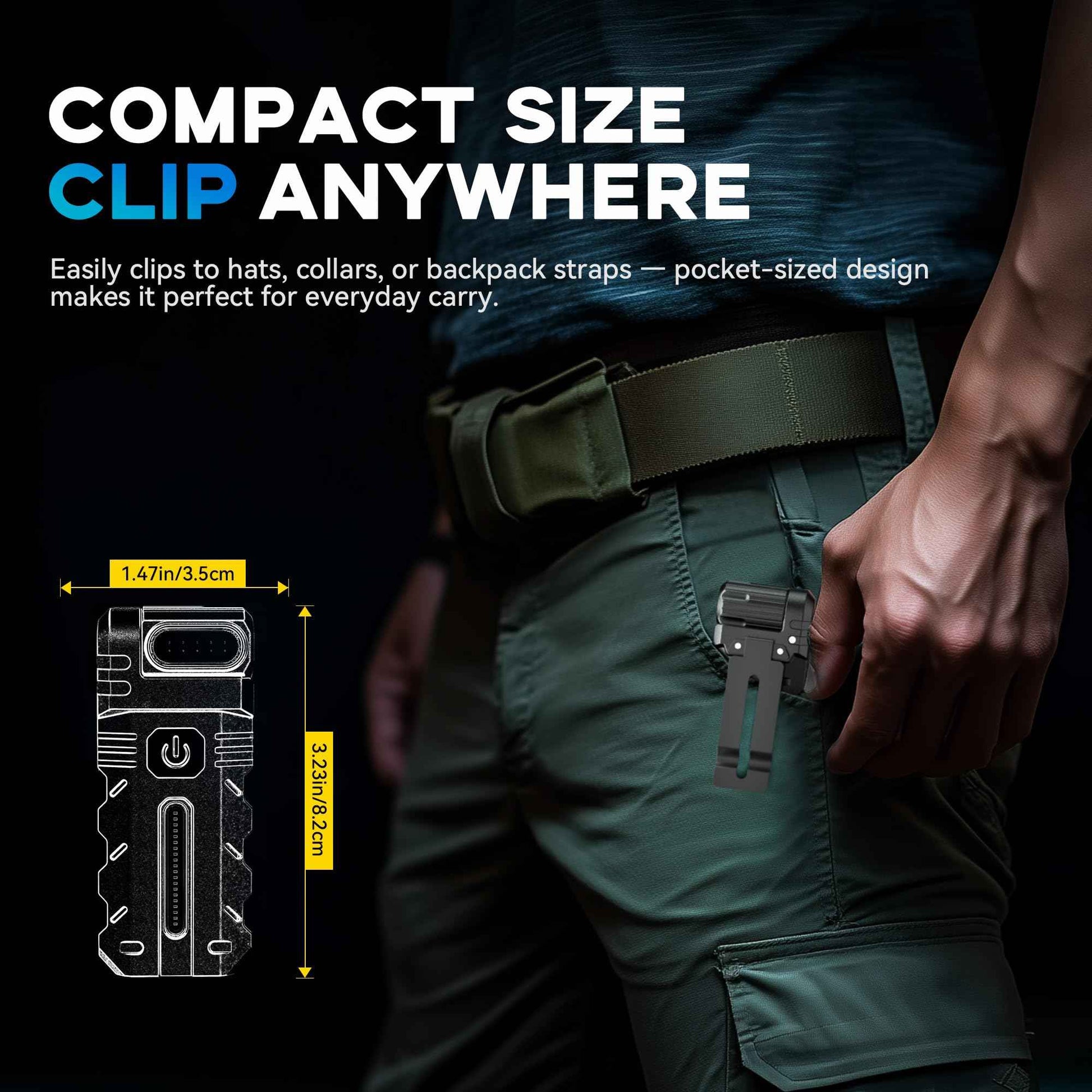 Favourlite 2PACK LED Flashlight Rechargeable, 600 Lumens Portable Flat Mini Flashlights with Clip Magnetic Small Flashlight for Camping, Emergency, Hiking (2, Black)